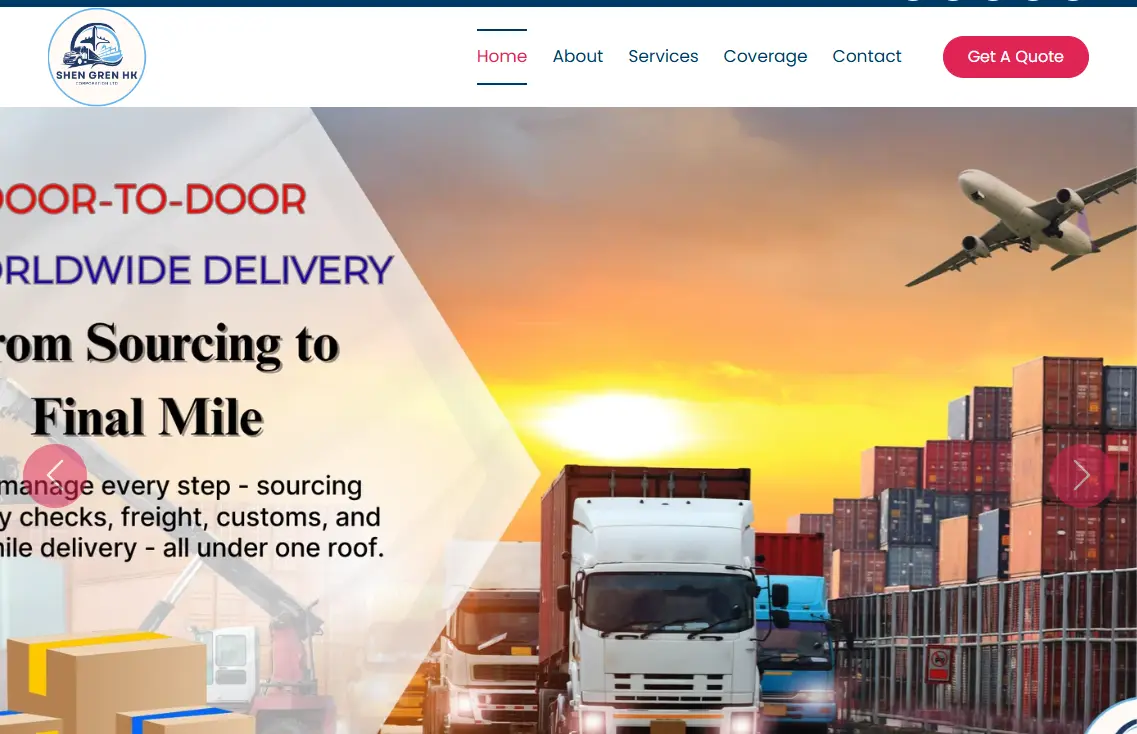 Door-to-door global logistics application UI